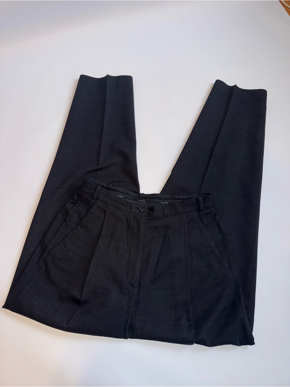 Acne Studios Men’s Size 42 Black Wool Blend Pleated Trousers Made in Portugal